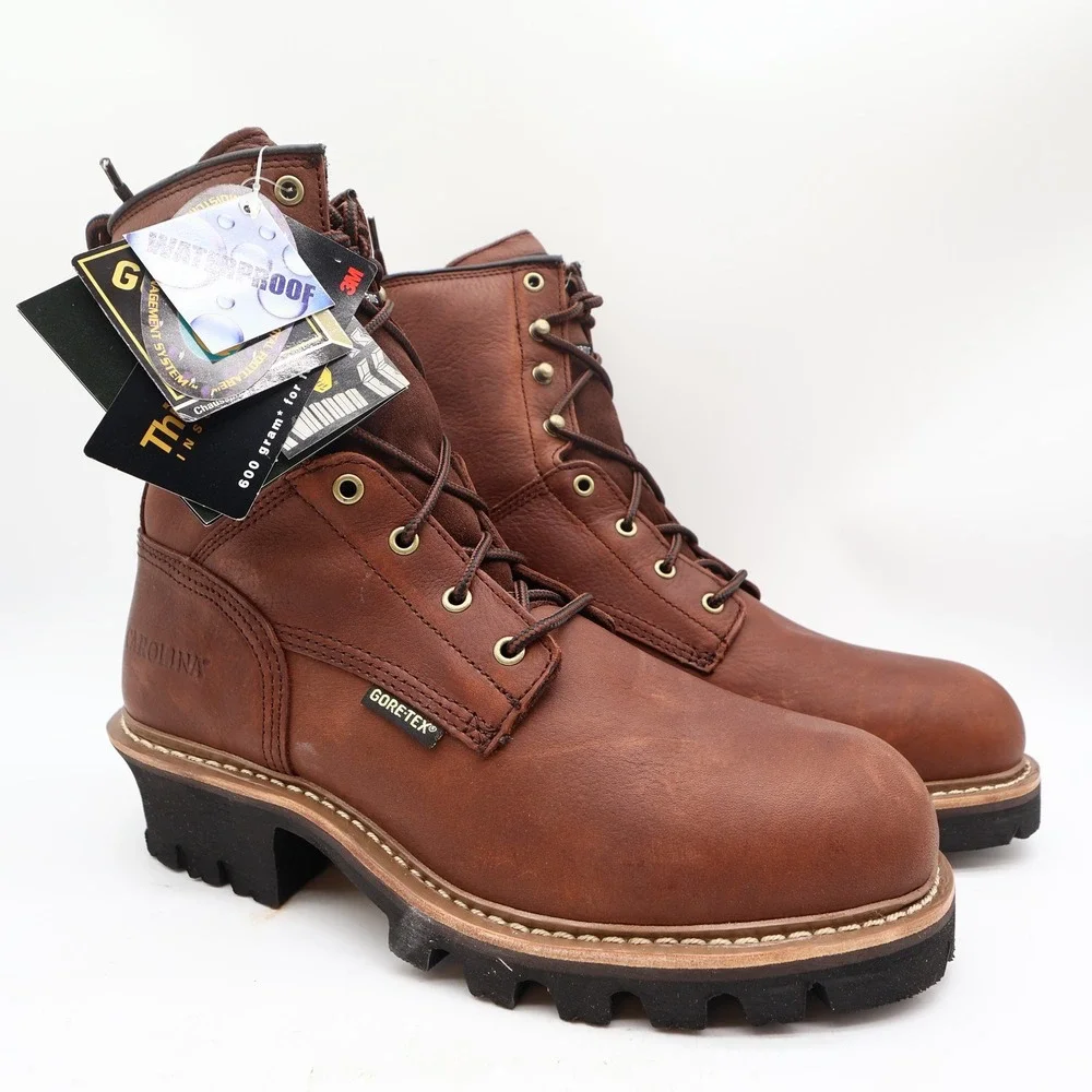 Carolina 7515 Logger Boots Mens 10.5 M Brown Leather Gore-Tex Waterproof NWT